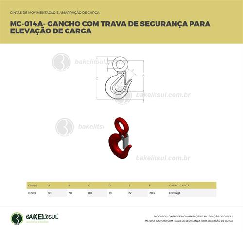 GANCHO DE ELEVAÇÃO COM TRAVA MC-014A 02701 