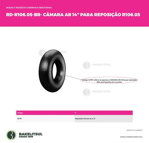 RODA BORRACHA 14” COM C MARA ARO METÁLICO R106.05 02781 