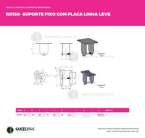 SUPORTE FIXO PLACA LINHA LEVE  02790 