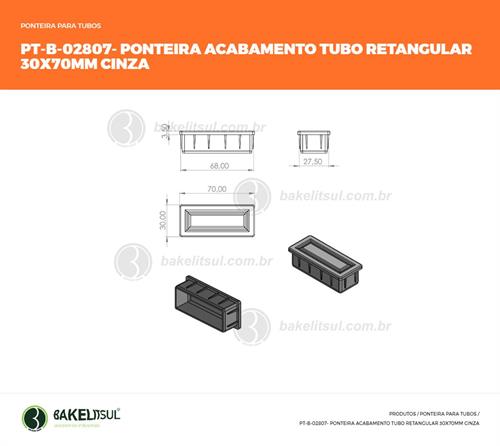 PONTEIRA ALTA CINZA  PARA TUBOS RETANGULARES 02807 