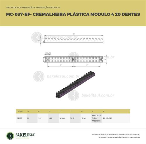 CREMALHEIRA PARA ENGRENAGEM PLÁSTICA MC-CREM 02898 