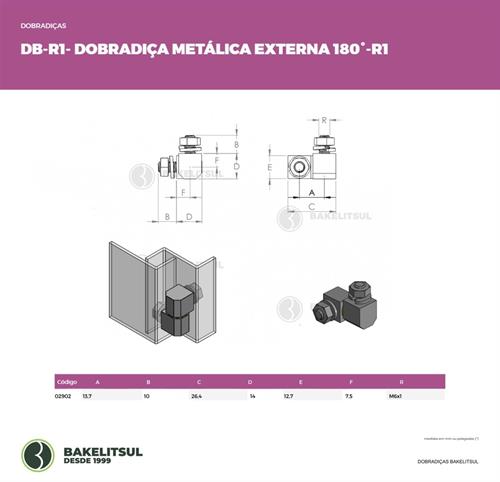 DOBRADIÇA AÇO 180º DB-R1 02902 