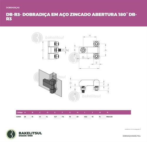 DOBRADIÇA AÇO 180º DB-R3 02904 