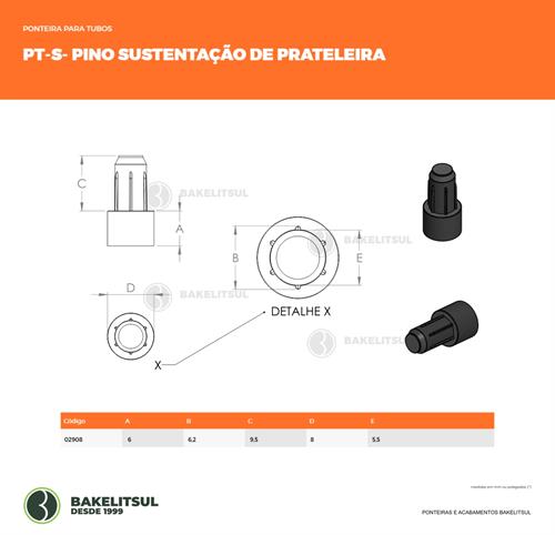 PINO SUSTENTAÇÃO DE PRATELEIRA 02908 