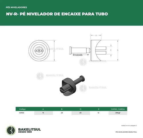 PÉ NIVELADOR DE ENCAIXE PARA TUBO 02932 