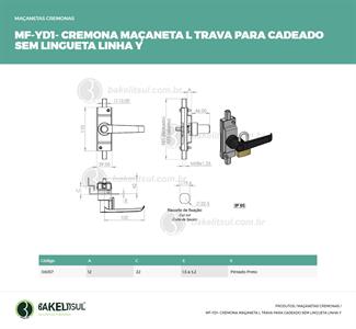 MAÇANETA CREMONA L TRAVA CADEADO SEM LINGUETA MF-YD1 03057 