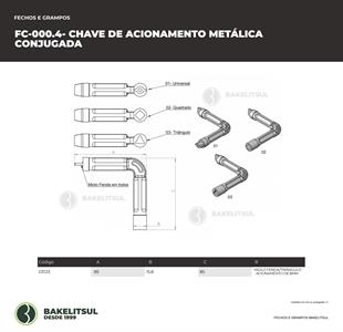 CHAVE DE ACIONAMENTO METÁLICA CONJUGADA 03133 