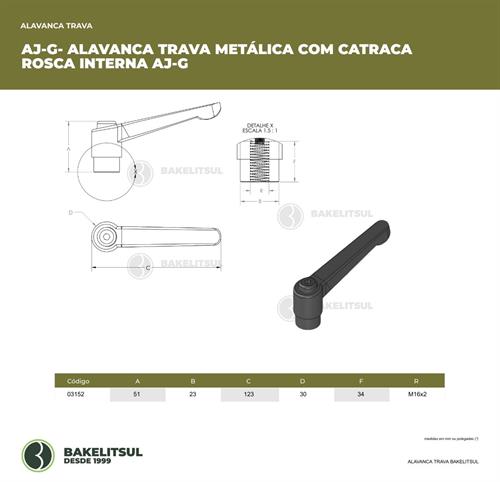 AJUSTADOR ALAVANCA TRAVA METÁLICA ROSCA INTERNA IMP 03152 