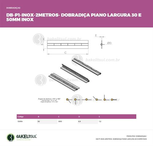 DOBRADIÇA PIANO INOX 30 E 50mm DB-P1 03164 F3 06525 