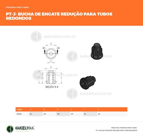 BUCHA DE ENGATE REDUÇÃO TUBOS REDONDOS 03268 