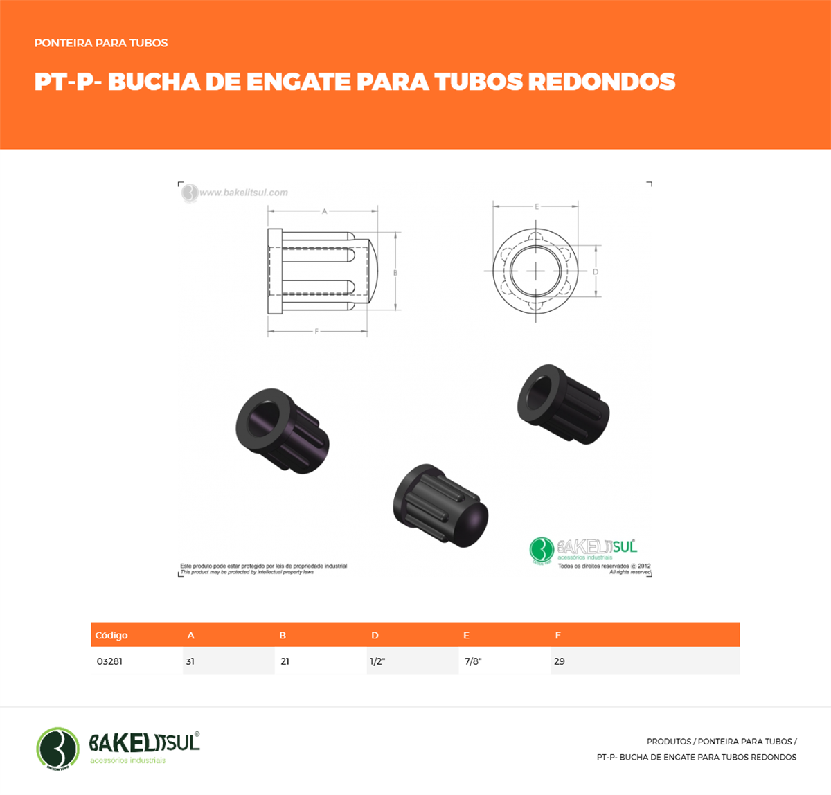 Clique aqui para visualizar a imagem técnica PT-PONTEIRA-PP-J-FL-7/8-1/2-00-PSR-BUCHA ENG H1/2 x T7/8-28 Clique aqui para visualizar a imagem técnica PT-PONTEIRA-PP-J-FL-7/8-1/2-00-PSR-BUCHA ENG H1/2 x T7/8-28