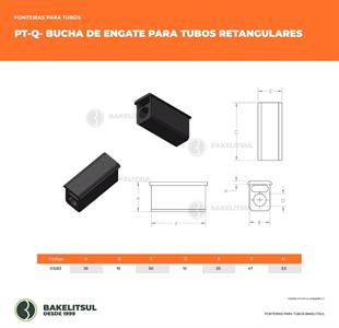 BUCHA DE ENGATE TUBO RETANGULAR VERTICAL 03283 
