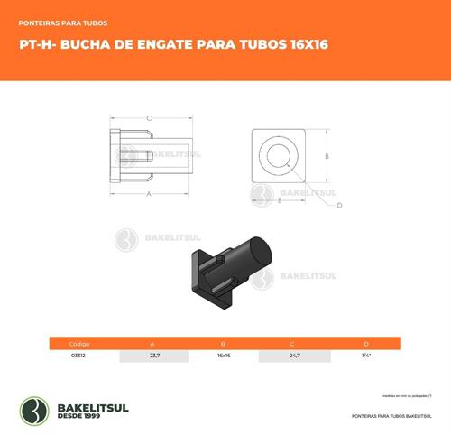 BUCHA DE ENGATE PARA TUBO 16X16 03312 