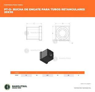 BUCHA DE ENGATE TUBO RETANGULAR PT-O 03323 
