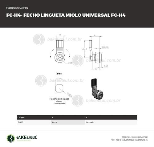 FECHO LINGUETA METÁLICO MIOLO UNIVERSAL FC-H4 03495 