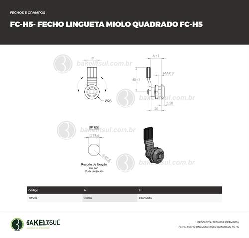 FECHO LINGUETA METÁLICO MIOLO QUADRADO FC-H5 03507 