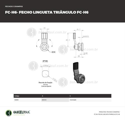 FECHO LINGUETA METÁLICO MIOLO TRIÂNGULO FC-H6 03518 