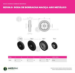 RODA BORRACHA MACIÇA ARO METÁLICO R105.21 03539 