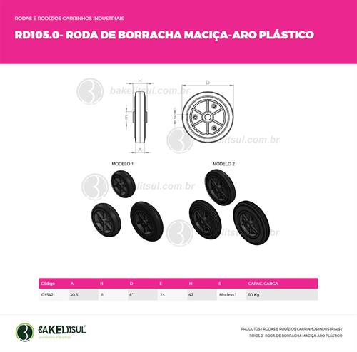 RODA BORRACHA MACIÇA ARO PLÁSTICO 03542 