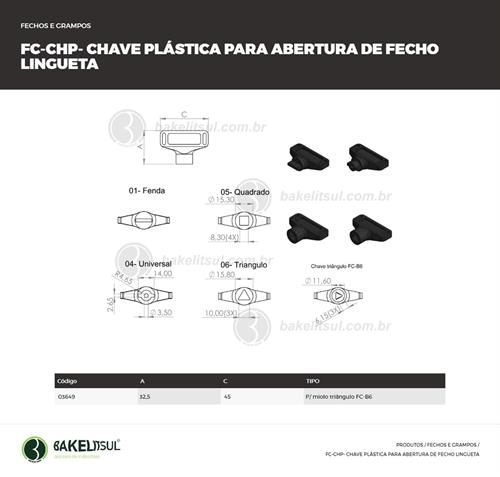 CHAVE PLÁSTICA PARA ABERTURA DE FECHO LINGUETA 03649 