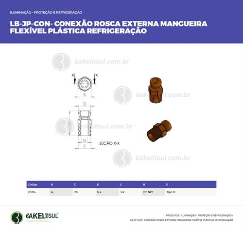 CONECTOR ROSCA EXTERNA PARA FLEXÍVEL PLÁSTICO LB-JP-CON 03714 