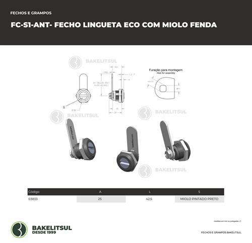 FECHO LINGUETA MIOLO FENDA 30% OFF 03833 