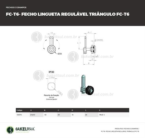 FECHO LINGUETA REGULÁVEL TRIÂNGULO FC-T6 03872 