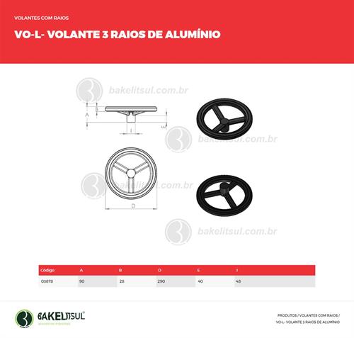VOLANTE 3 RAIOS DE ALUMÍNIO VO-L 03878 