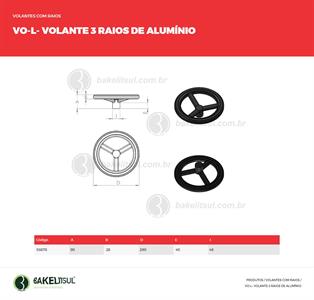 VOLANTE 3 RAIOS DE ALUMÍNIO VO-L 03878 