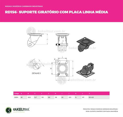 SUPORTE GIRATÓRIO PLACA LINHA MÉDIA  03914 