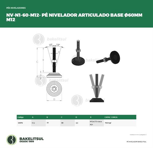 PÉ NIVELADOR ARTICULADO N1 BASE 60 M12 03976 
