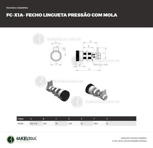 FECHO LINGUETA PRESSÃO COM MOLA FC-X1A 04030 
