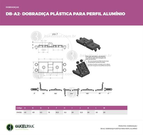 DOBRADIÇA PLÁSTICA DE ENCAIXE DB-A2 04055 