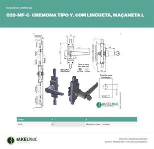 MAÇANETA CREMONA L CHAVE COM LINGUETA MF-YC2 04114 