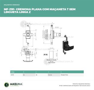 MAÇANETA CREMONA T PLANA SEM LINGUETA MF-ZB1 04173 