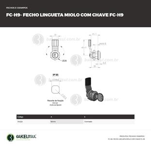 FECHO LINGUETA METÁLICO COM CHAVE FC-H9 04223 