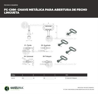 CHAVE METÁLICA PARA ABERTURA DE FECHO LINGUETA 04249 