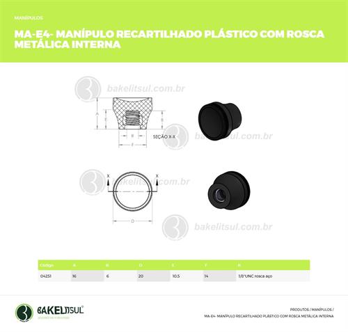 MANÍPULO RECARTILHADO 20MM ROSCA INTERNA 04251 F3 03468 