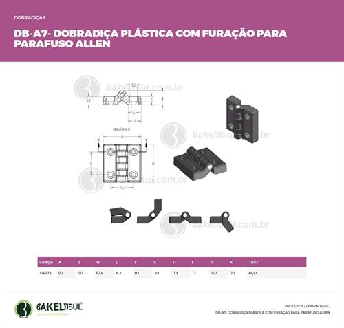 DOBRADIÇA PLÁSTICA SOBREPOSTA DB-A7 04273 F3 01932 