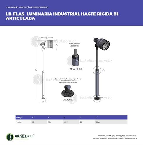 LUMINÁRIA FLEXÍVEL ARTICULADA PARA MÁQUINAS LB-FLA5 04363 