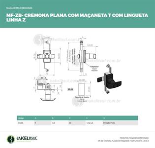 MAÇANETA CREMONA T PLANA COM LINGUETA MF-ZB 04366 