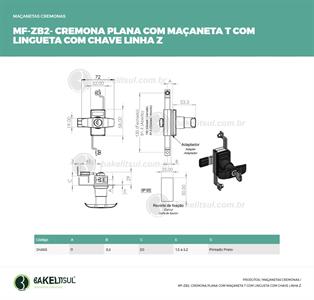 MAÇANETA CREMONA T PLANA CHAVE COM LINGUETA MF-ZB2 04368 