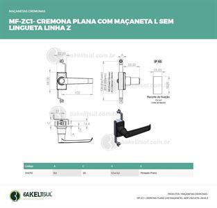MAÇANETA CREMONA L PLANA SEM LINGUETA MF-ZC1 04370 