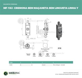 MAÇANETA CREMONA SEM LINGUETA MF-YA1 04392 