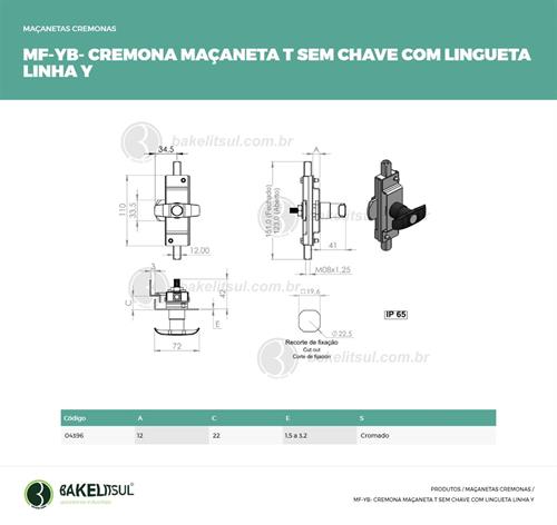 MAÇANETA CREMONA T COM LINGUETA MF-YB 04396 
