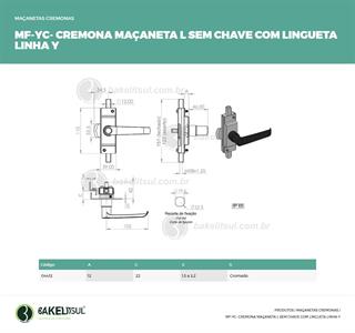 MAÇANETA CREMONA L COM LINGUETA MF-YC 04412 