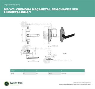 MAÇANETA CREMONA L SEM LINGUETA MF-YC1 04419 