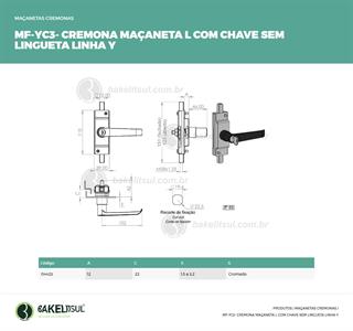 MAÇANETA CREMONA L CHAVE SEM LINGUETA MF-YC3 04423 
