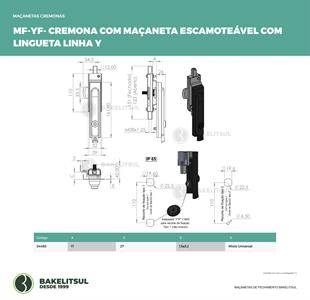 MAÇANETA CREMONA ESCAMOTEÁVEL COM LINGUETA 30%OFF 04450 