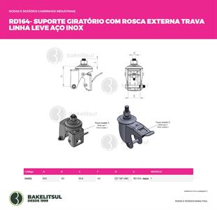 SUPORTE GIRATÓRIO INOX ROSCA LINHA LEVE COM TRAVA  04502 